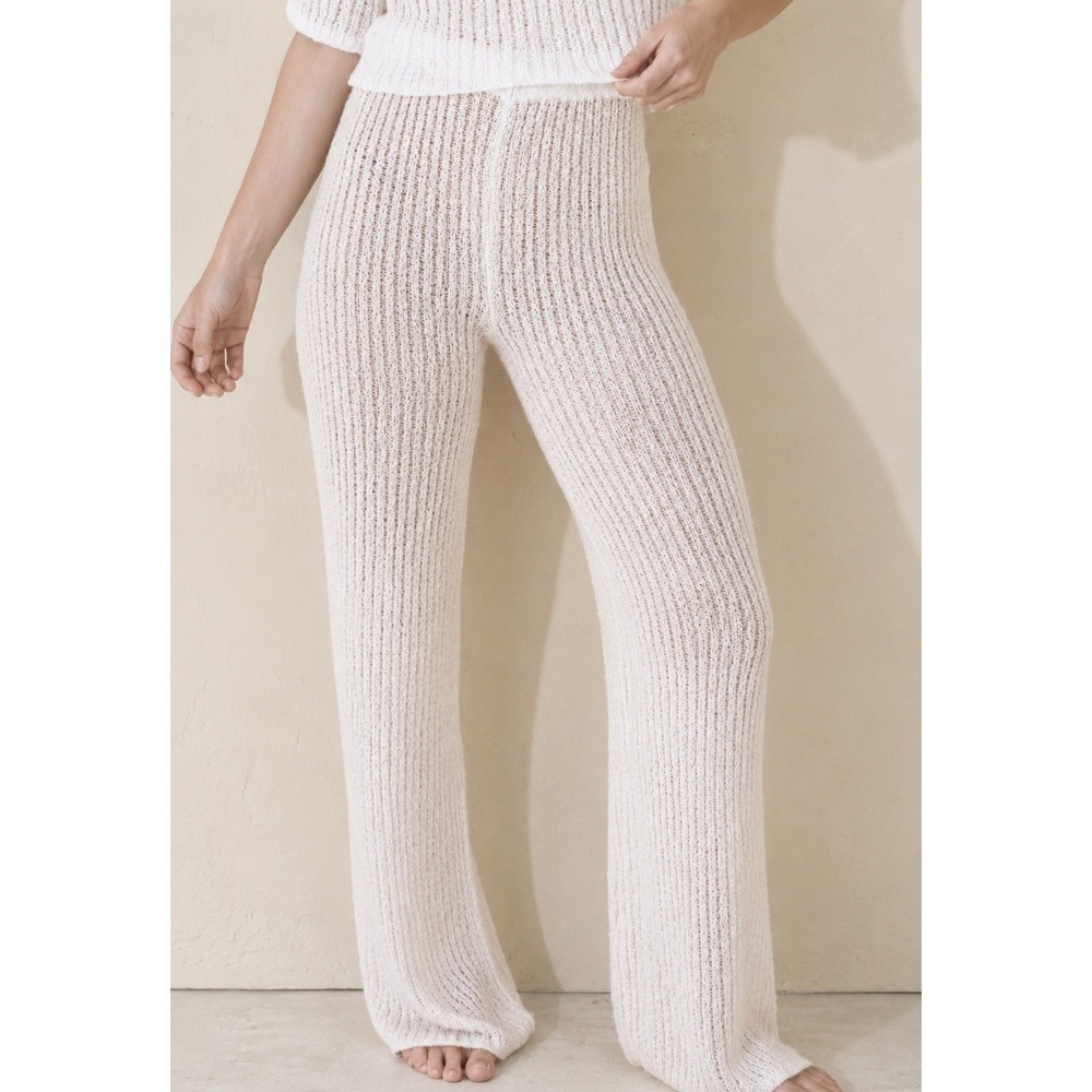 Shade & Shore Womens Off-White Sheer Knit Wide Leg Beach Cover Up Pants XL